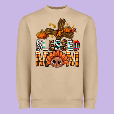 Western Blessed Mom With Cross Heavyweight Sweatshirt Designed By Bundleandbundleshop
