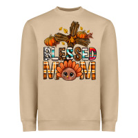 Mushroom Western Blessed Mom With Cross Heavyweight Sweatshirt - BundleAndBundleShop