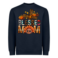 Navy Western Blessed Mom With Cross Heavyweight Sweatshirt - BundleAndBundleShop