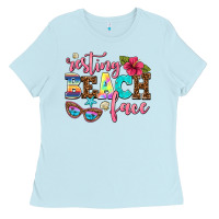 Baby Blue resting beach face Ladies Tee - AdoDesignShop