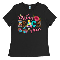 Black resting beach face Ladies Tee - AdoDesignShop