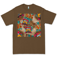 Cacao school bus driver and flower seamless patterns Premium Tee - BundleAndBundleShop