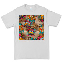 Dove Grey school bus driver and flower seamless patterns Premium Tee - BundleAndBundleShop