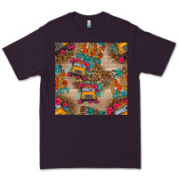 Plum school bus driver and flower seamless patterns Premium Tee - BundleAndBundleShop