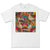 White school bus driver and flower seamless patterns Premium Tee - BundleAndBundleShop