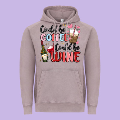 Could Be Coffee Could Be Wine Vintage Hoodie Designed By Maliassmallbusiness