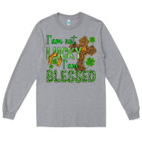 Heather Grey I Am Not Lucky I Am Blessed St. Patricks Long Sleeve Tee - BundleAndBundleShop