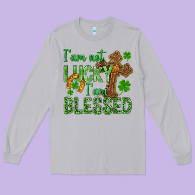I Am Not Lucky I Am Blessed St. Patricks Long Sleeve Tee Designed By Bundleandbundleshop