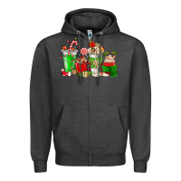 Charcoal Heather Christmas coffee cup Zipper Hoodie - NancyCooperArtShop
