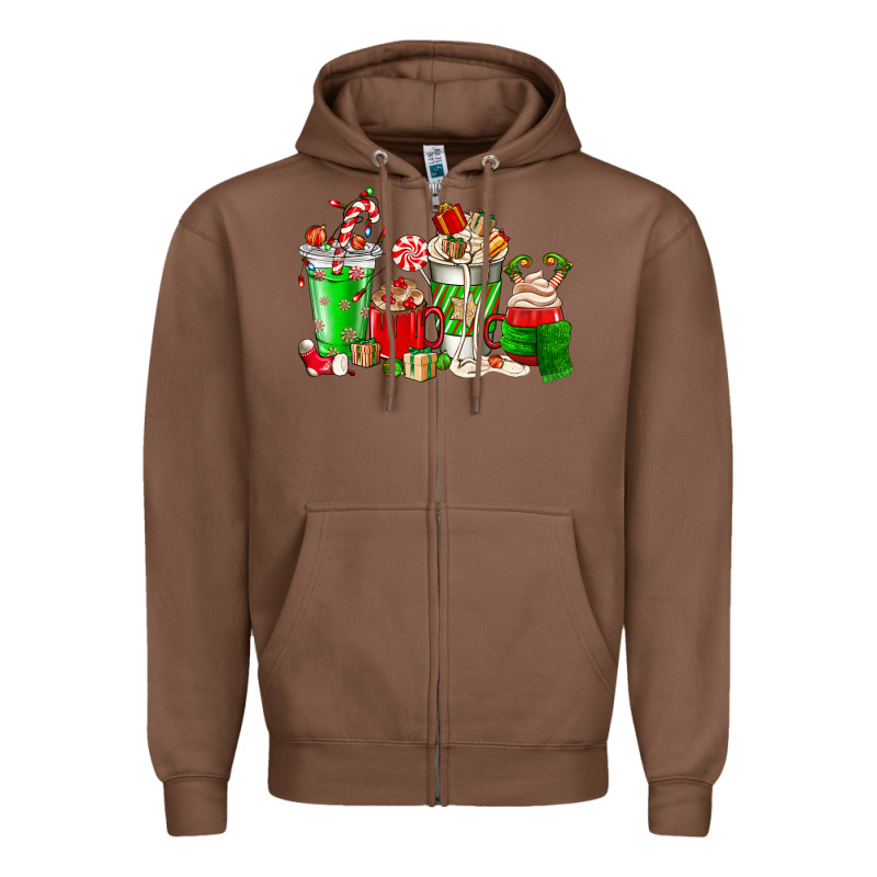 Christmas Coffee Cup Zipper Hoodie by NancyCooperArtShop | Teevron