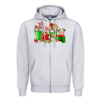 Heather Grey Christmas coffee cup Zipper Hoodie - NancyCooperArtShop