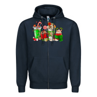 Navy Christmas coffee cup Zipper Hoodie - NancyCooperArtShop