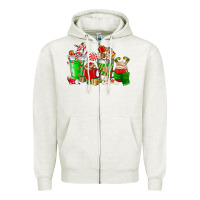 Oatmeal Heather Christmas coffee cup Zipper Hoodie - NancyCooperArtShop