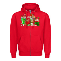 Red Christmas coffee cup Zipper Hoodie - NancyCooperArtShop