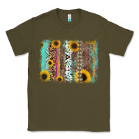 Army Green aztec leopard turquoise sunflower background Classic Tee - RanaPortraitStore