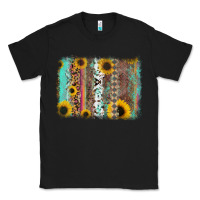 Black aztec leopard turquoise sunflower background Classic Tee - RanaPortraitStore