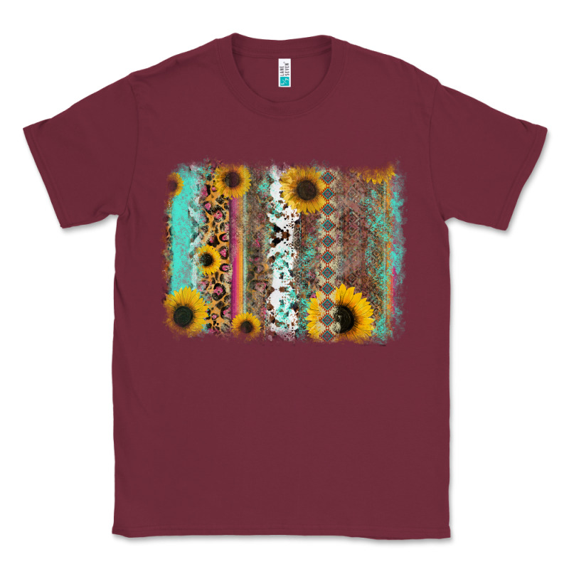 Aztec Leopard Turquoise Sunflower Background Classic Tee by RanaPortraitStore | Teevron