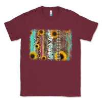 Burgundy aztec leopard turquoise sunflower background Classic Tee - RanaPortraitStore