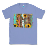 Colony Blue aztec leopard turquoise sunflower background Classic Tee - RanaPortraitStore
