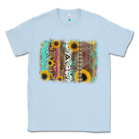 Dusty Blue aztec leopard turquoise sunflower background Classic Tee - RanaPortraitStore