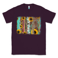 Plum aztec leopard turquoise sunflower background Classic Tee - RanaPortraitStore