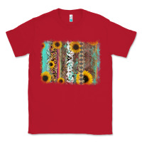 Red aztec leopard turquoise sunflower background Classic Tee - RanaPortraitStore