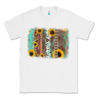 White aztec leopard turquoise sunflower background Classic Tee - RanaPortraitStore