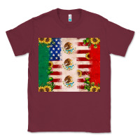 Burgundy American flag mexico flag sunflower cactus Classic Tee - JahusDesignShop