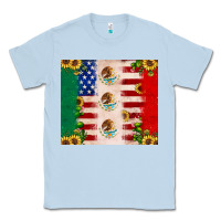 Dusty Blue American flag mexico flag sunflower cactus Classic Tee - JahusDesignShop