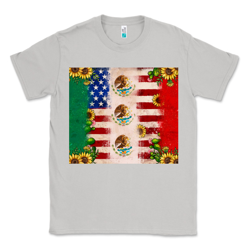 American Flag Mexico Flag Sunflower Cactus Classic Tee by JahusDesignShop | Teevron