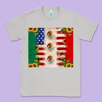 American Flag Mexico Flag Sunflower Cactus Classic Tee Designed By Jahusdesignshop