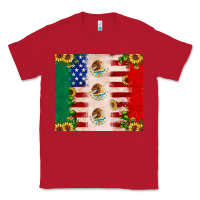 Red American flag mexico flag sunflower cactus Classic Tee - JahusDesignShop