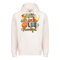 Pale Pink eat drink and be thankful Premium Hoodie - CowGirlArtShop
