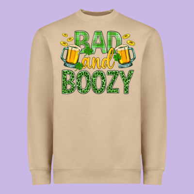 Bad And Boozy St. Patricks Heavyweight Sweatshirt Designed By Bundleandbundleshop