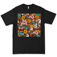 Black cow and western seamless pattern Premium Tee - BundleAndBundleShop