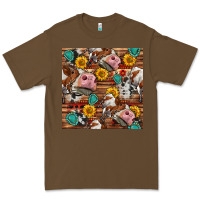 Cacao cow and western seamless pattern Premium Tee - BundleAndBundleShop