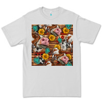 Dove Grey cow and western seamless pattern Premium Tee - BundleAndBundleShop