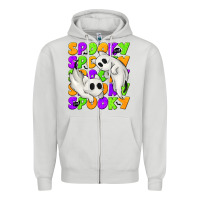 Dove Grey Spooky with Ghost Cats Zipper Hoodie - texasbilliewilder