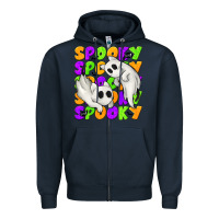 Navy Spooky with Ghost Cats Zipper Hoodie - texasbilliewilder