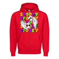 Red Spooky with Ghost Cats Zipper Hoodie - texasbilliewilder