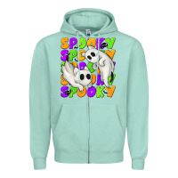 Seafoam Spooky with Ghost Cats Zipper Hoodie - texasbilliewilder
