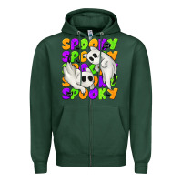 Sports Green Spooky with Ghost Cats Zipper Hoodie - texasbilliewilder