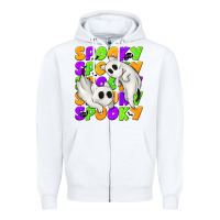 White Spooky with Ghost Cats Zipper Hoodie - texasbilliewilder