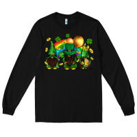 Black St. Patrick's afro gnomies with rainbow Long Sleeve Tee - BundleAndBundleShop