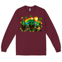 Burgundy St. Patrick's afro gnomies with rainbow Long Sleeve Tee - BundleAndBundleShop