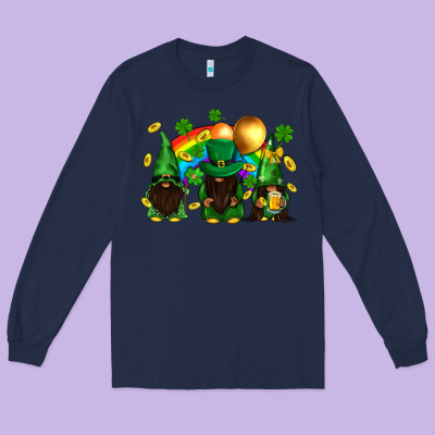 St. Patrick's Afro Gnomies With Rainbow Long Sleeve Tee Designed By Bundleandbundleshop