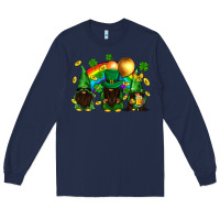 Navy St. Patrick's afro gnomies with rainbow Long Sleeve Tee - BundleAndBundleShop