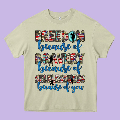 Freedom Because Of Bravery Because Of Selflessness Because Of You Heavy Core Tee Designed By Jahusdesignshop