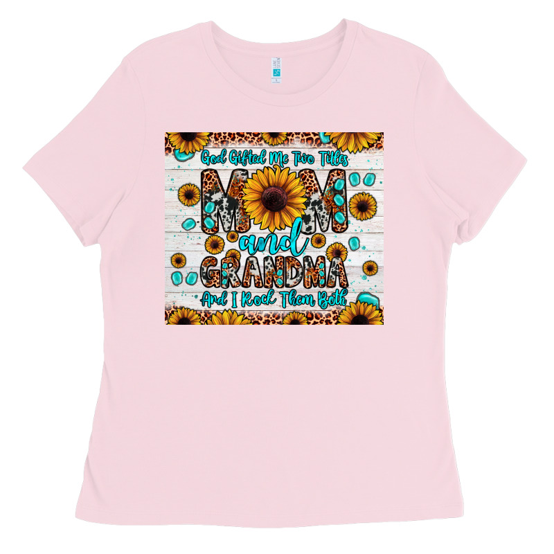 God Gifted Me Two Titles Mom And Grandma And I Rock Them Both Ladies Tee by JahusDesignShop | Teevron