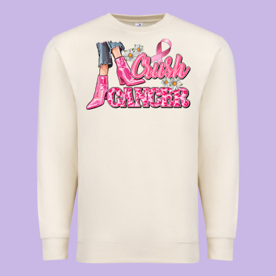 Crush Cancer Premium Sweatshirt Designed By Cowgirlartshop